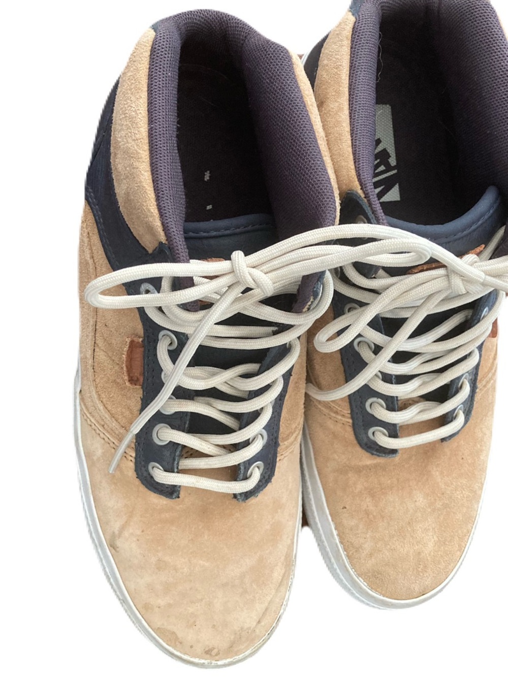 Vans Men's Tan and Navy Suede Lace-Up Sneakers